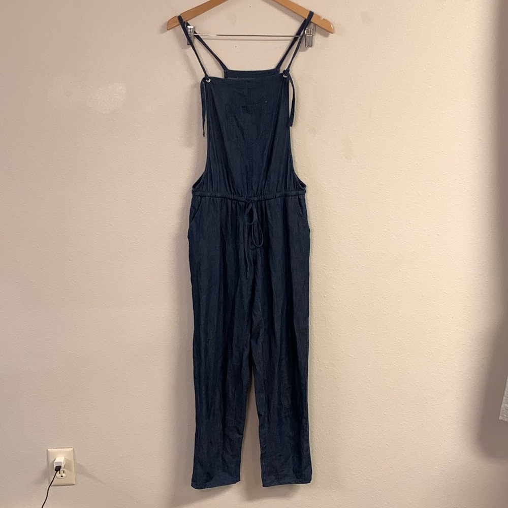 Polagram Dark Denim Chambray Jumpsuit